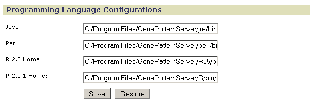 Programming Language Configurations