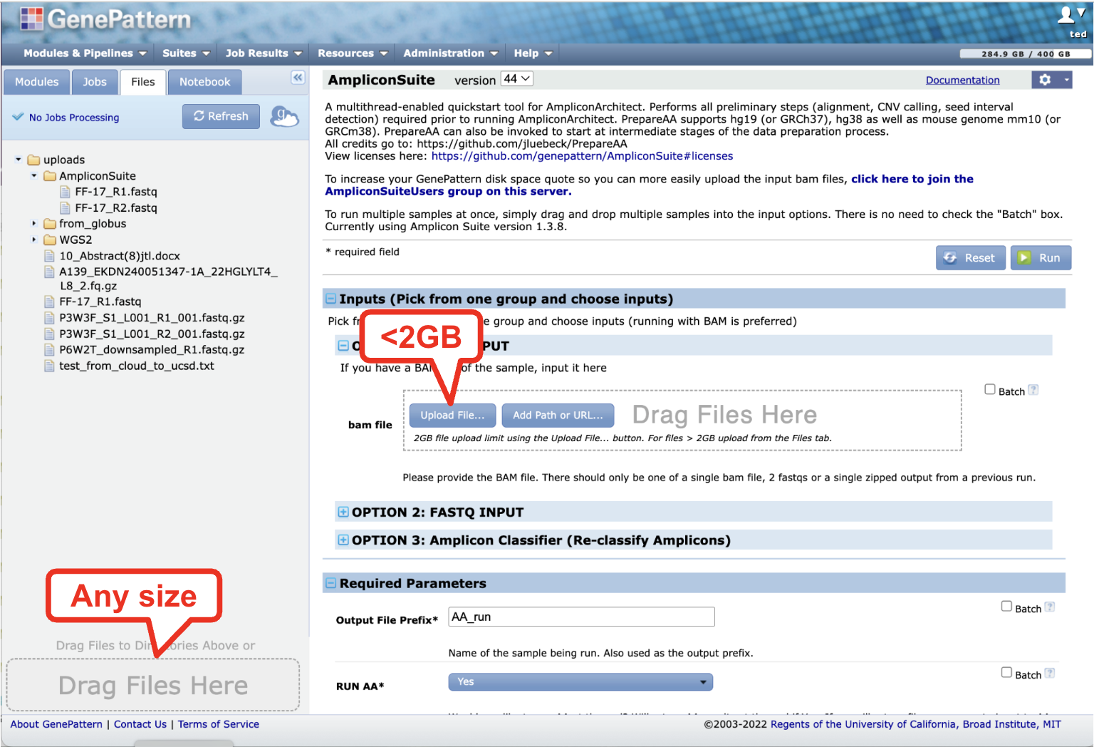 highlights of where to upload  in the browser